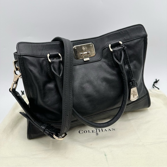 Cole Haan Handbags - Cole Haan Vintage Valise Black Kendra Leather Bag Tote Satchel